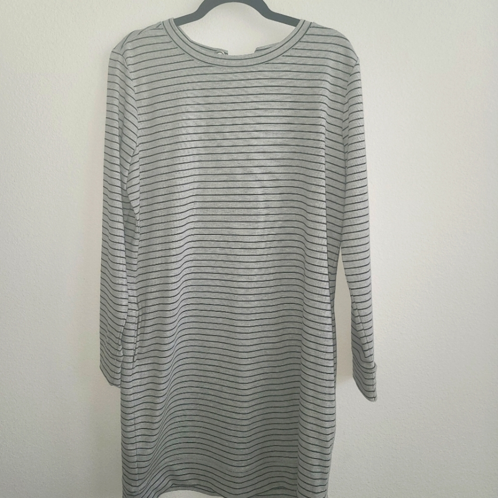 grey and black lace up sweater dress